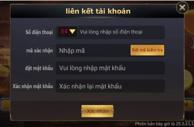 Mẫu thông tin đăng ký tài khoản